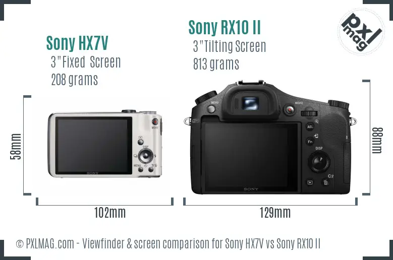 Sony HX7V vs Sony RX10 II Screen and Viewfinder comparison