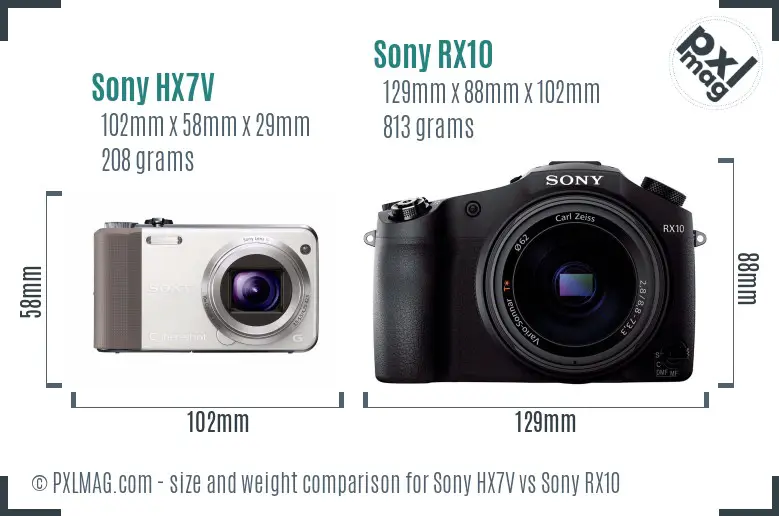 Sony HX7V vs Sony RX10 size comparison