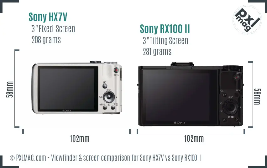 Sony HX7V vs Sony RX100 II Screen and Viewfinder comparison