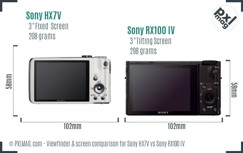 Sony HX7V vs Sony RX100 IV Screen and Viewfinder comparison