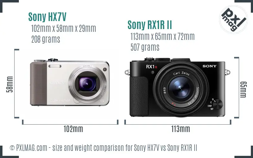 Sony HX7V vs Sony RX1R II size comparison