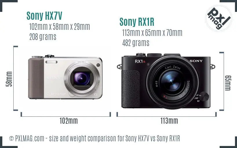 Sony HX7V vs Sony RX1R size comparison