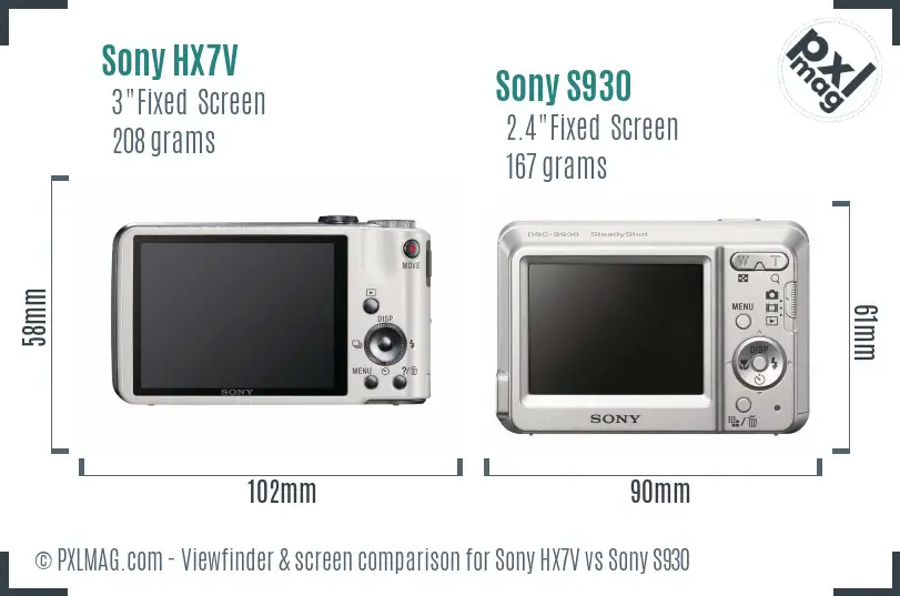 Sony HX7V vs Sony S930 Screen and Viewfinder comparison