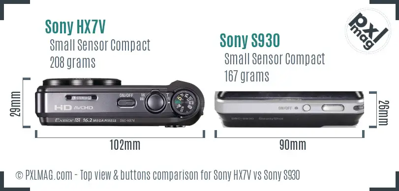Sony HX7V vs Sony S930 top view buttons comparison