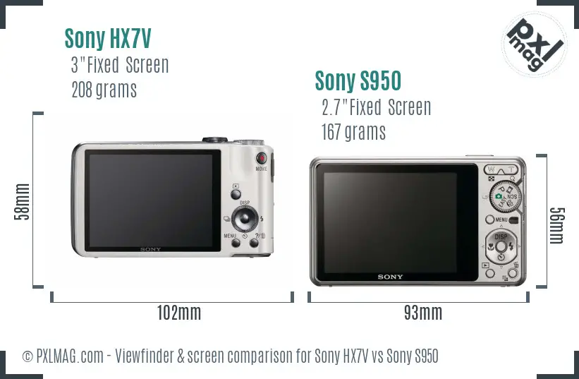 Sony HX7V vs Sony S950 Screen and Viewfinder comparison