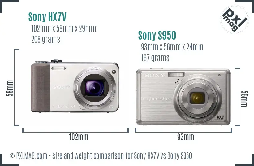 Sony HX7V vs Sony S950 size comparison