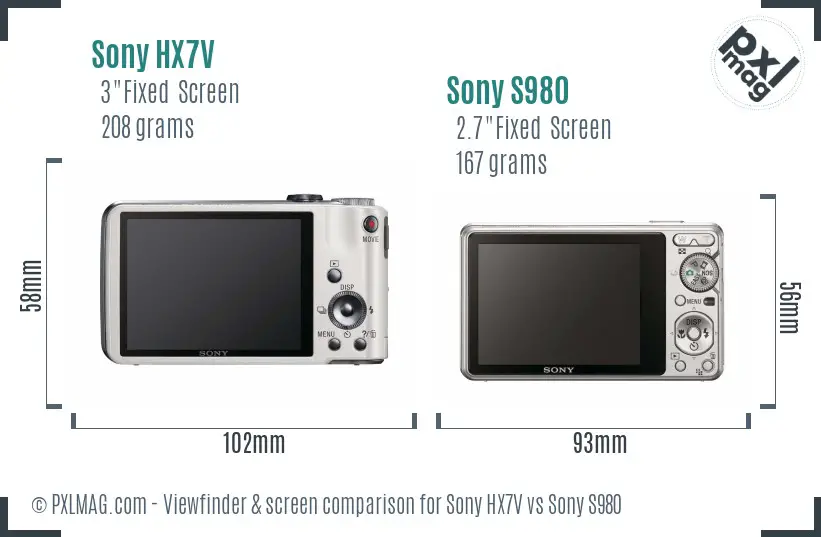 Sony HX7V vs Sony S980 Screen and Viewfinder comparison