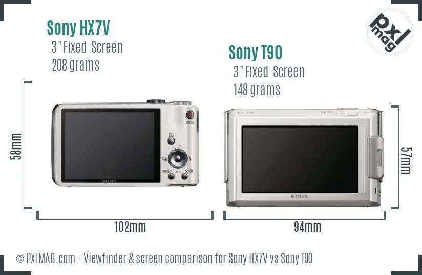 Sony HX7V vs Sony T90 Screen and Viewfinder comparison
