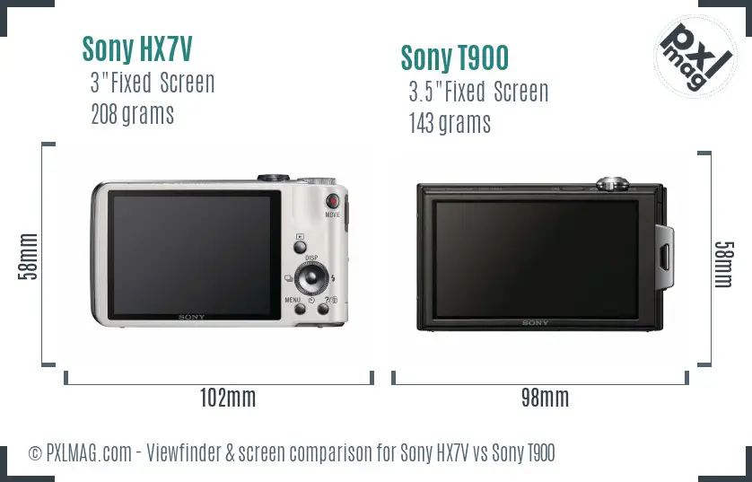 Sony HX7V vs Sony T900 Screen and Viewfinder comparison