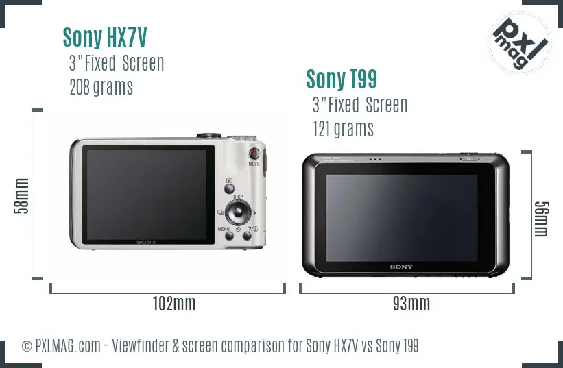 Sony HX7V vs Sony T99 Screen and Viewfinder comparison