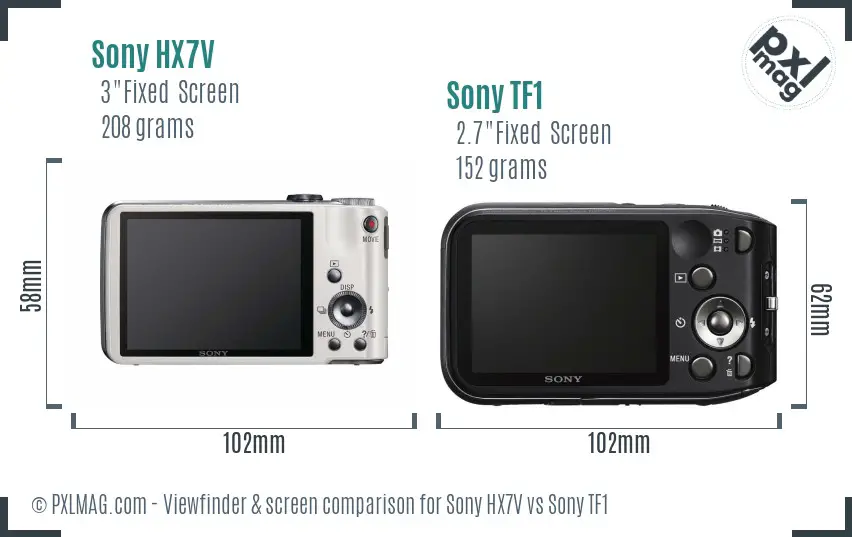 Sony HX7V vs Sony TF1 Screen and Viewfinder comparison