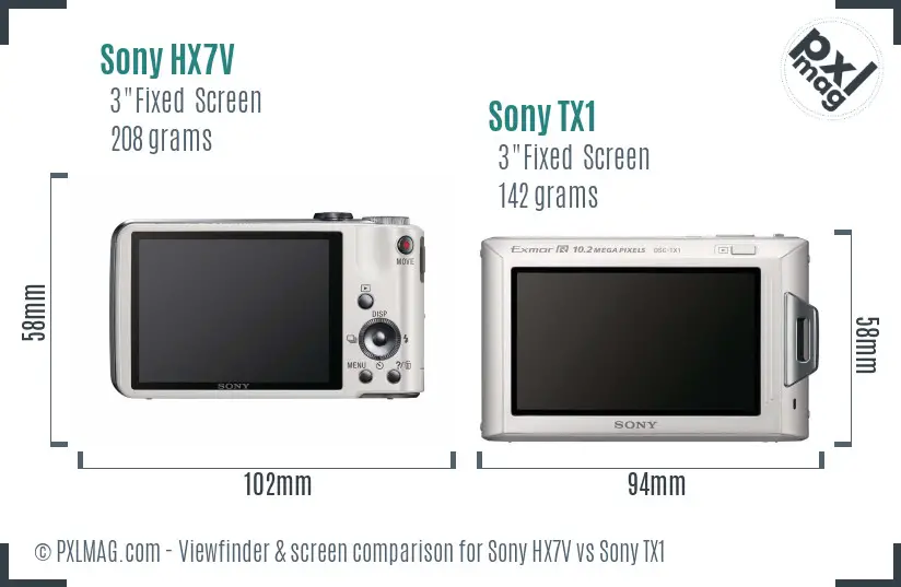 Sony HX7V vs Sony TX1 Screen and Viewfinder comparison