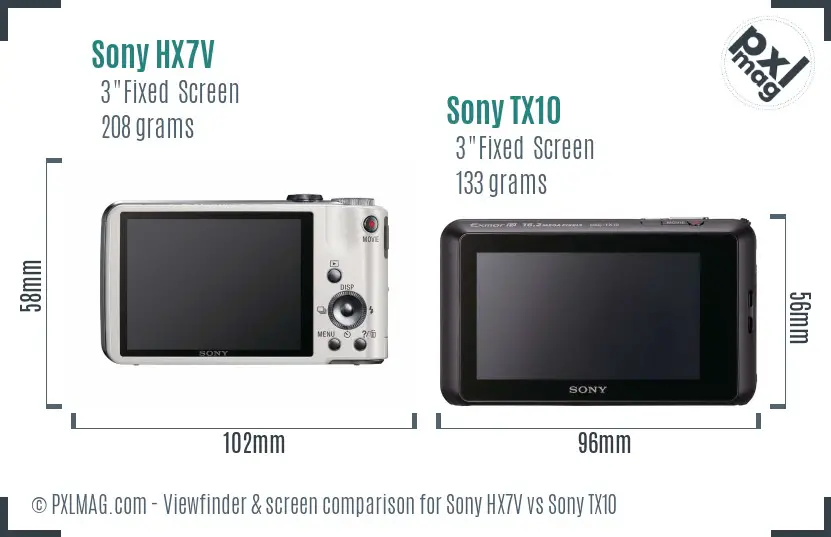 Sony HX7V vs Sony TX10 Screen and Viewfinder comparison