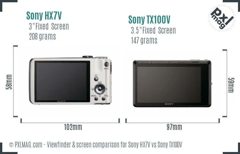 Sony HX7V vs Sony TX100V Screen and Viewfinder comparison
