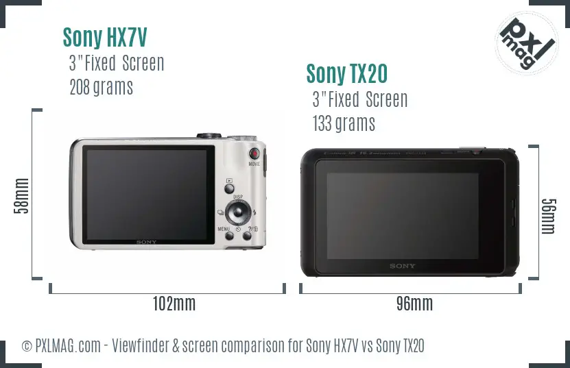 Sony HX7V vs Sony TX20 Screen and Viewfinder comparison