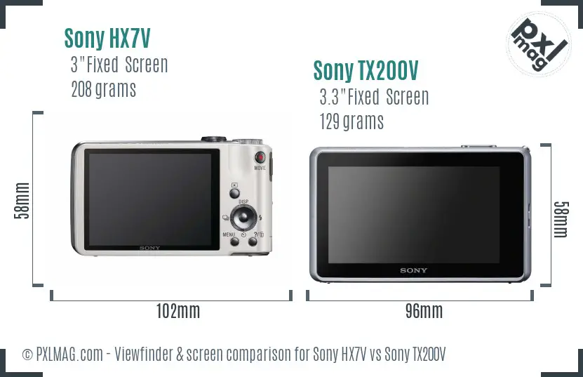 Sony HX7V vs Sony TX200V Screen and Viewfinder comparison