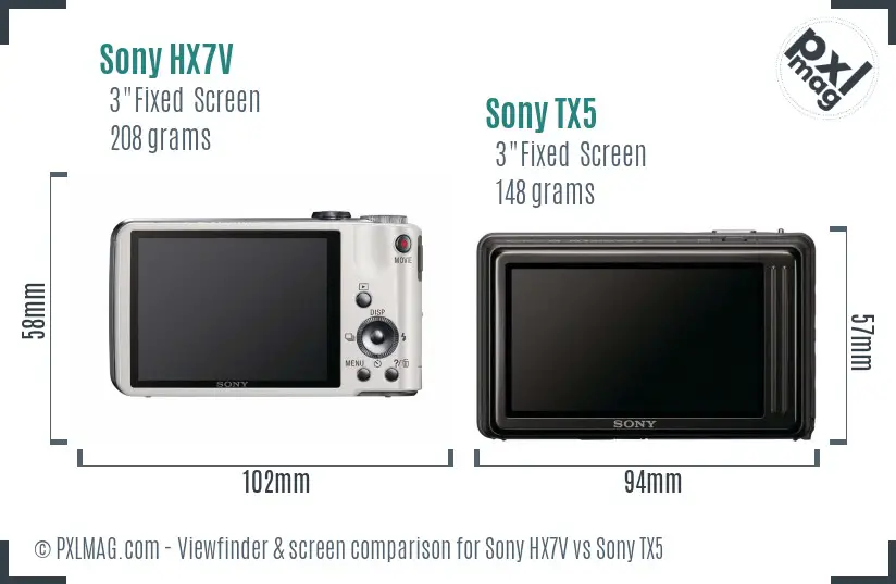 Sony HX7V vs Sony TX5 Screen and Viewfinder comparison