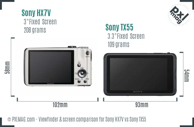 Sony HX7V vs Sony TX55 Screen and Viewfinder comparison