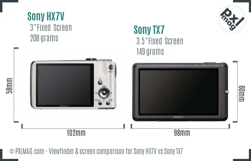 Sony HX7V vs Sony TX7 Screen and Viewfinder comparison