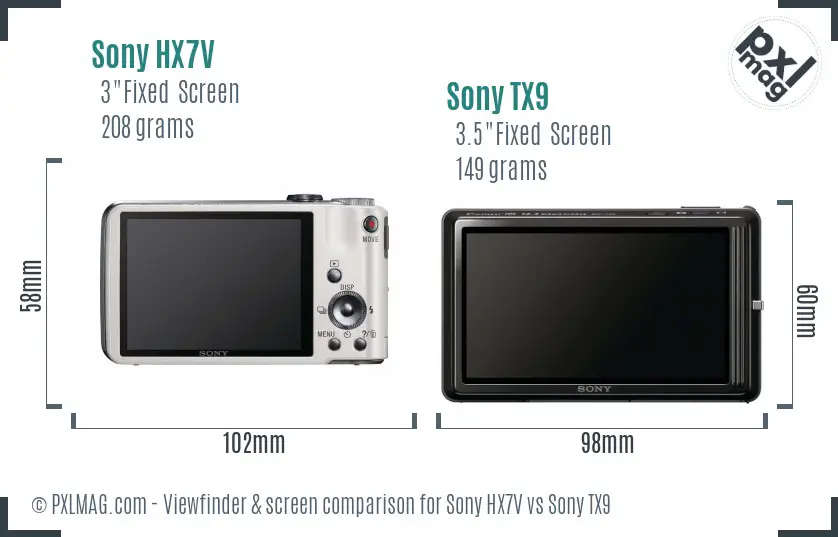 Sony HX7V vs Sony TX9 Screen and Viewfinder comparison