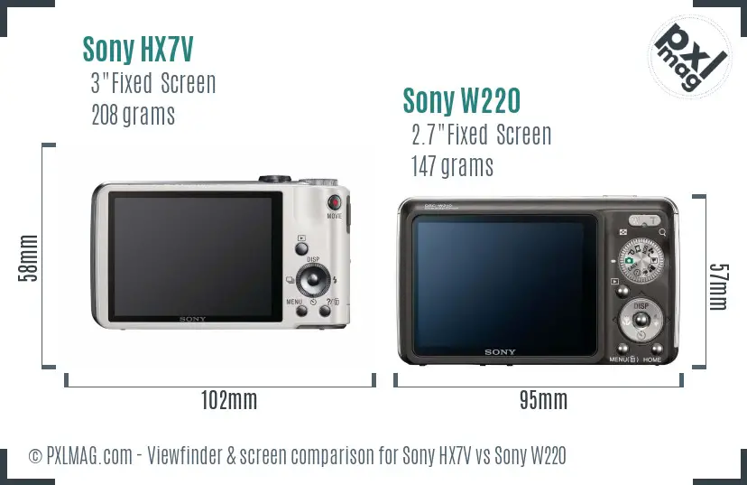 Sony HX7V vs Sony W220 Screen and Viewfinder comparison