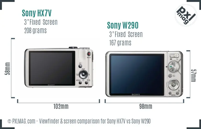Sony HX7V vs Sony W290 Screen and Viewfinder comparison