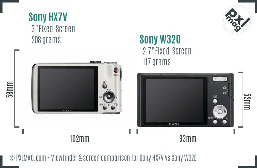 Sony HX7V vs Sony W320 Screen and Viewfinder comparison