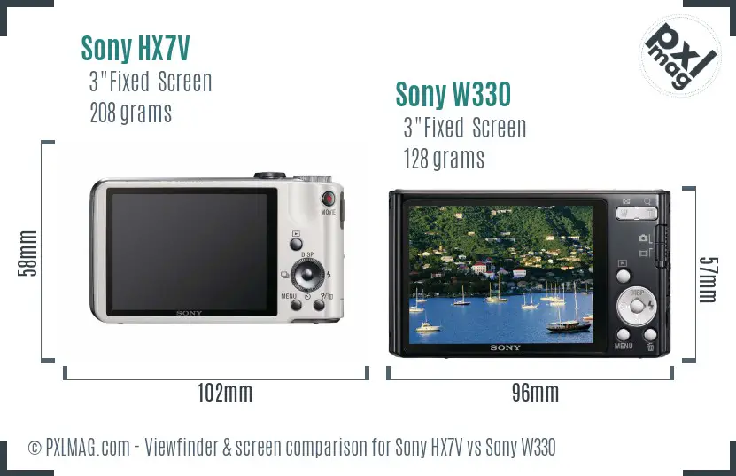 Sony HX7V vs Sony W330 Screen and Viewfinder comparison