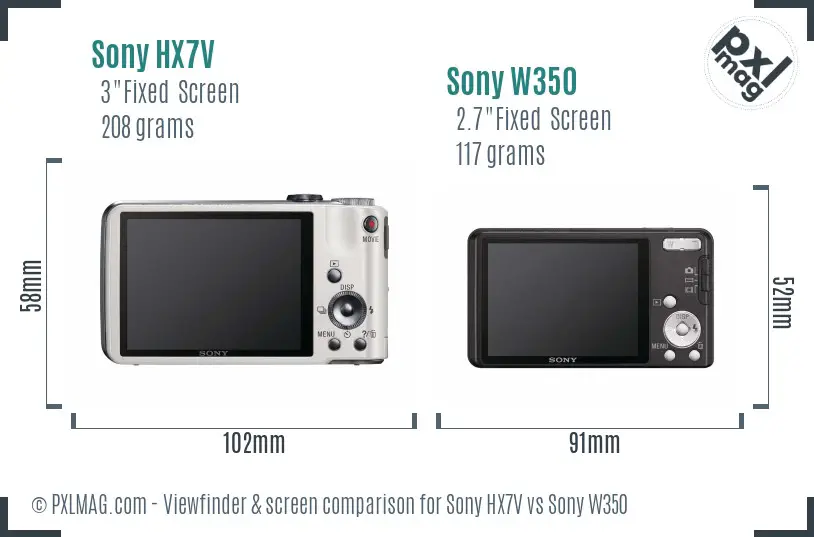 Sony HX7V vs Sony W350 Screen and Viewfinder comparison