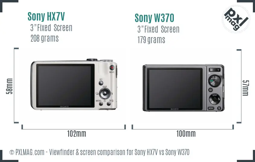 Sony HX7V vs Sony W370 Screen and Viewfinder comparison