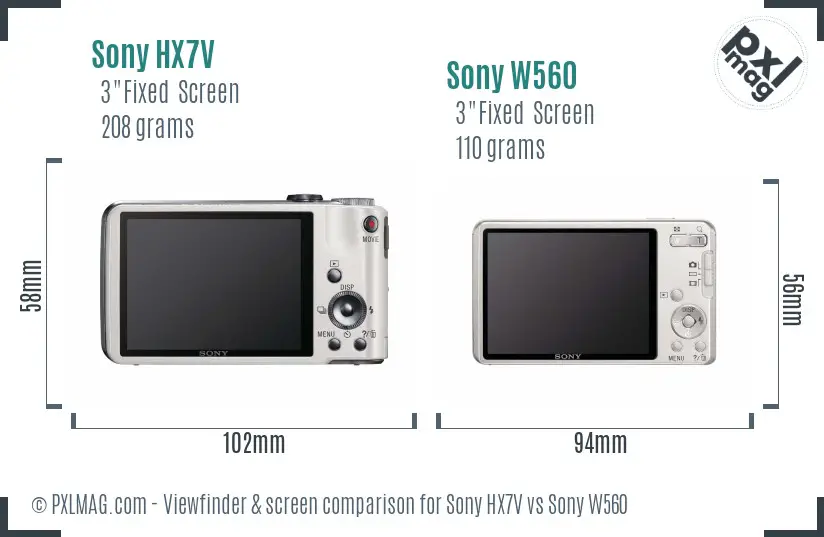 Sony HX7V vs Sony W560 Screen and Viewfinder comparison