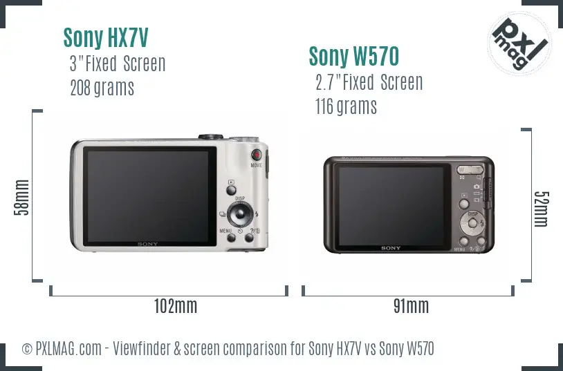 Sony HX7V vs Sony W570 Screen and Viewfinder comparison