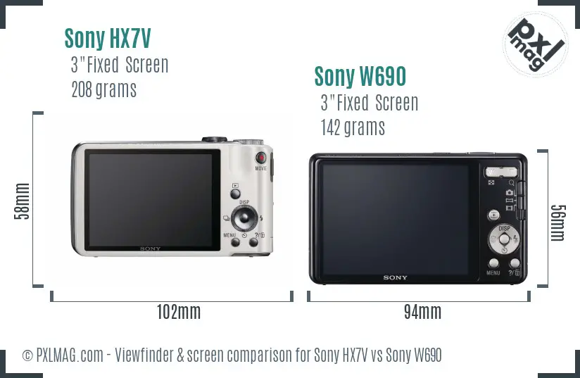 Sony HX7V vs Sony W690 Screen and Viewfinder comparison