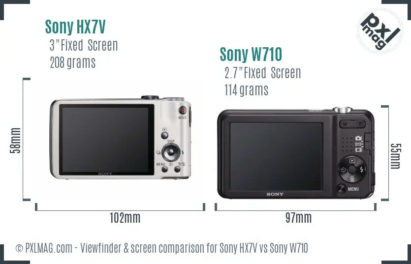 Sony HX7V vs Sony W710 Screen and Viewfinder comparison