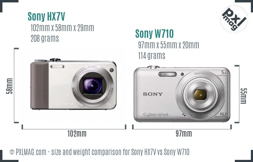 Sony HX7V vs Sony W710 size comparison