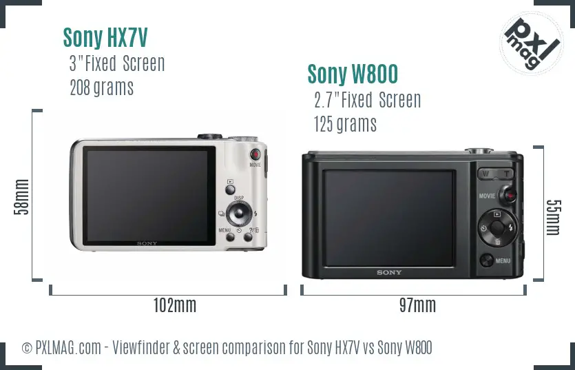 Sony HX7V vs Sony W800 Screen and Viewfinder comparison