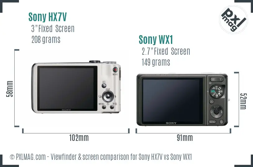 Sony HX7V vs Sony WX1 Screen and Viewfinder comparison