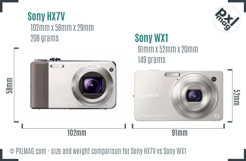 Sony HX7V vs Sony WX1 size comparison