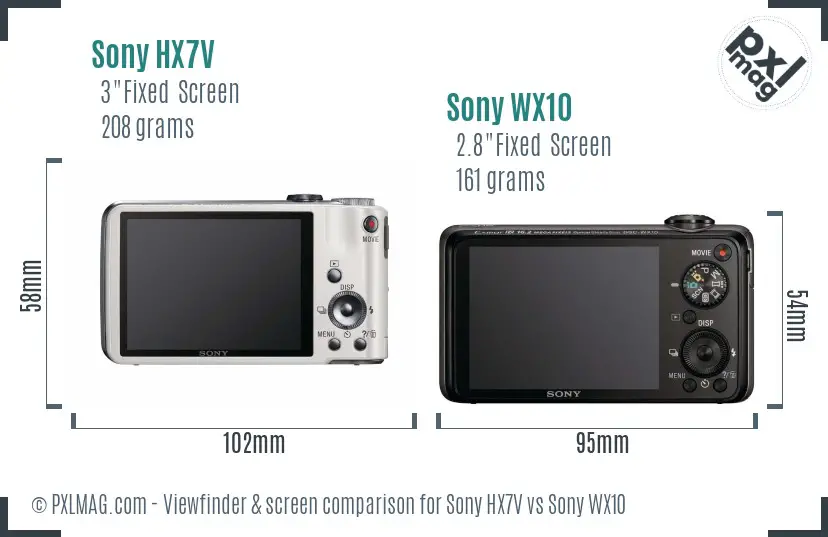 Sony HX7V vs Sony WX10 Screen and Viewfinder comparison