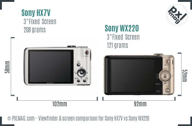 Sony HX7V vs Sony WX220 Screen and Viewfinder comparison