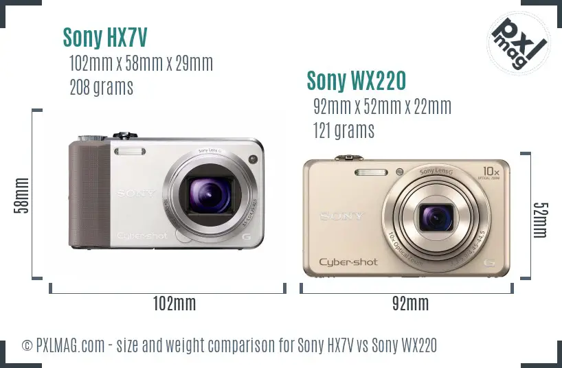 Sony HX7V vs Sony WX220 size comparison