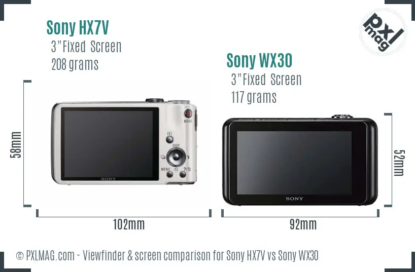 Sony HX7V vs Sony WX30 Screen and Viewfinder comparison