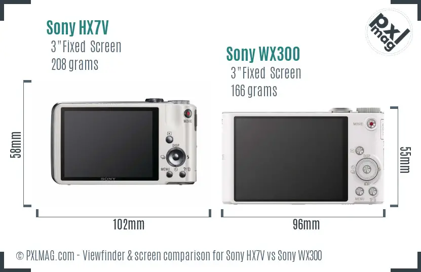 Sony HX7V vs Sony WX300 Screen and Viewfinder comparison
