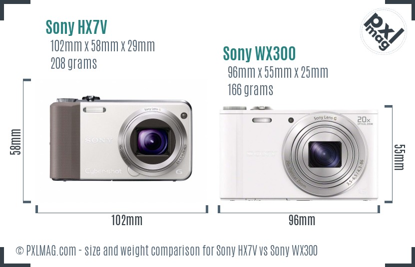 Sony HX7V vs Sony WX300 size comparison