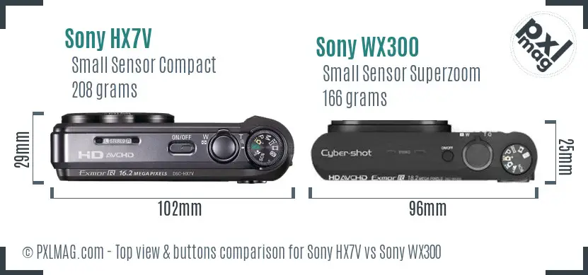 Sony HX7V vs Sony WX300 top view buttons comparison
