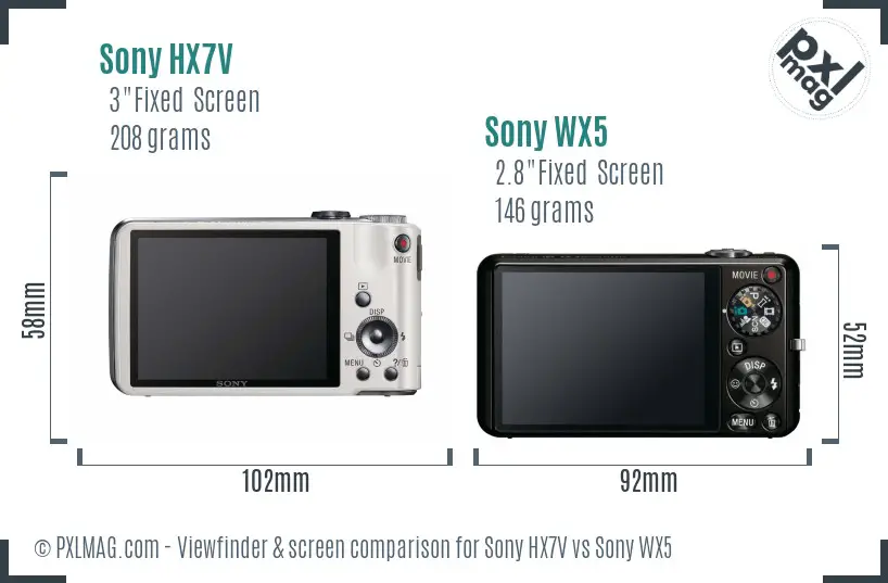 Sony HX7V vs Sony WX5 Screen and Viewfinder comparison