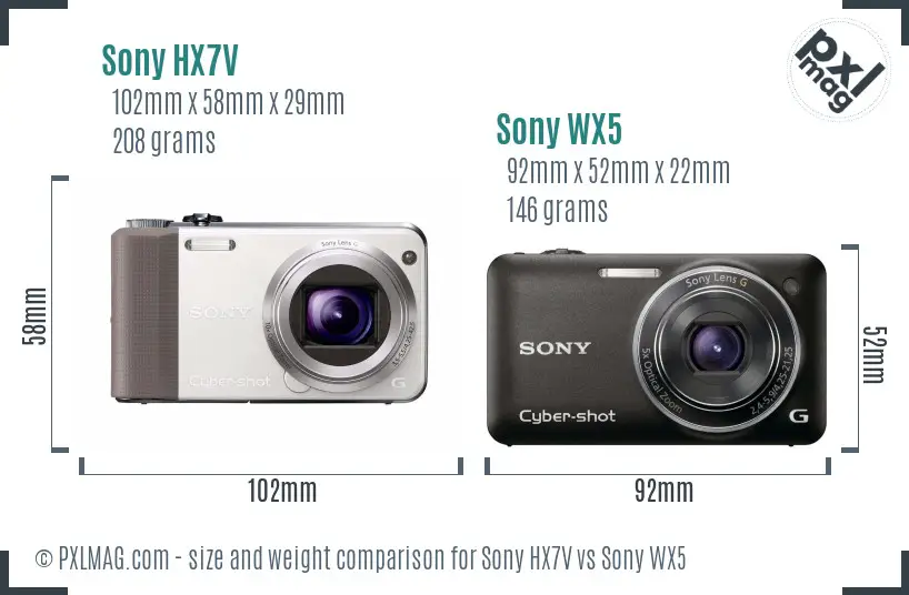 Sony HX7V vs Sony WX5 size comparison