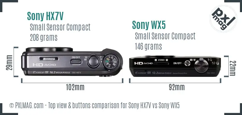 Sony HX7V vs Sony WX5 top view buttons comparison