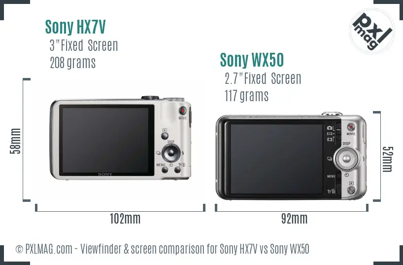 Sony HX7V vs Sony WX50 Screen and Viewfinder comparison
