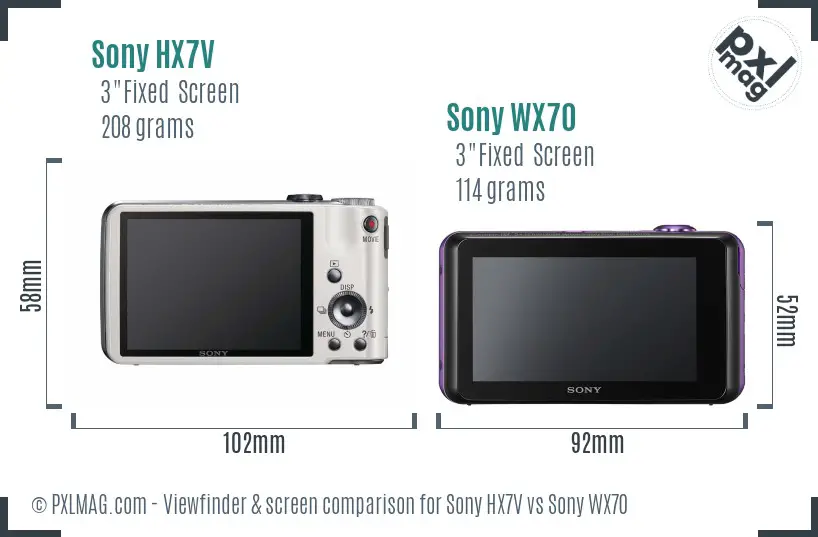 Sony HX7V vs Sony WX70 Screen and Viewfinder comparison